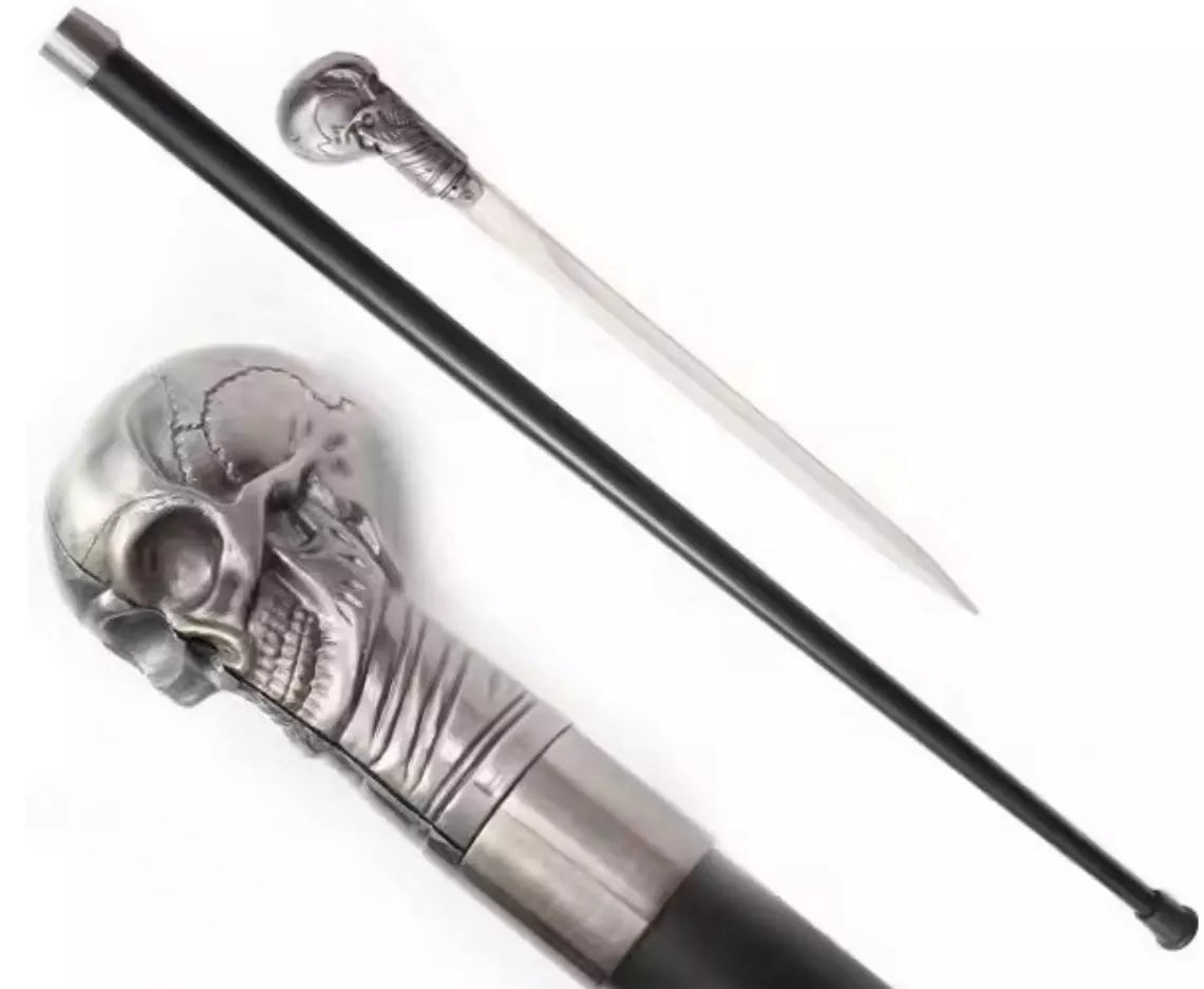 Canne Épée Crâne Squelette Gothique
