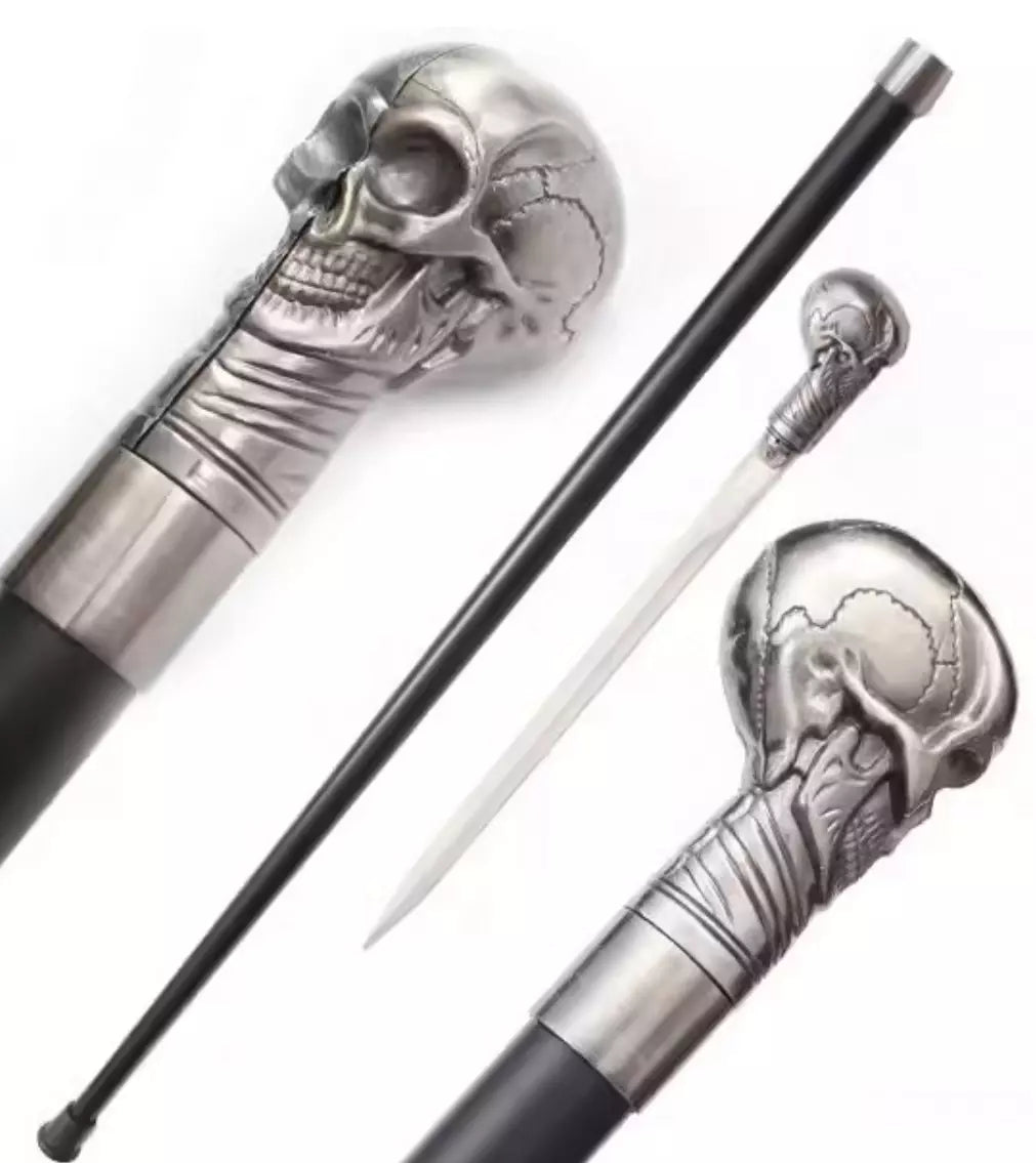 Canne Épée Crâne Squelette Gothique