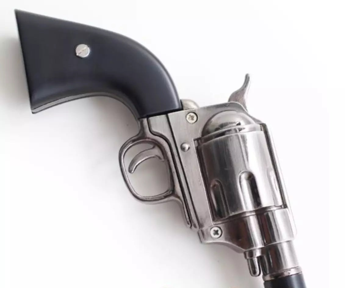 Canne Épée Noir Poignée Revolver Factice