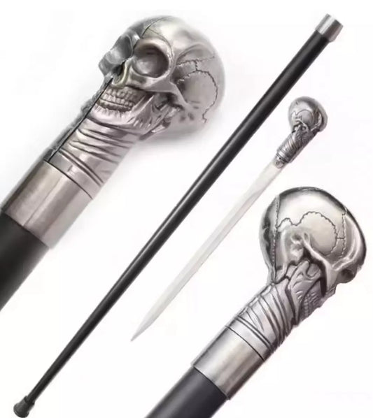 Canne Épée Crâne Squelette Gothique